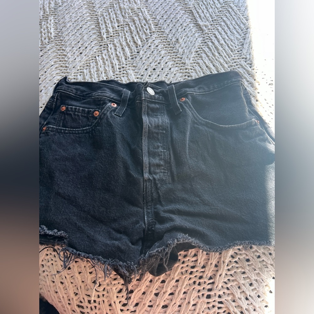 black high waisted denim shorts